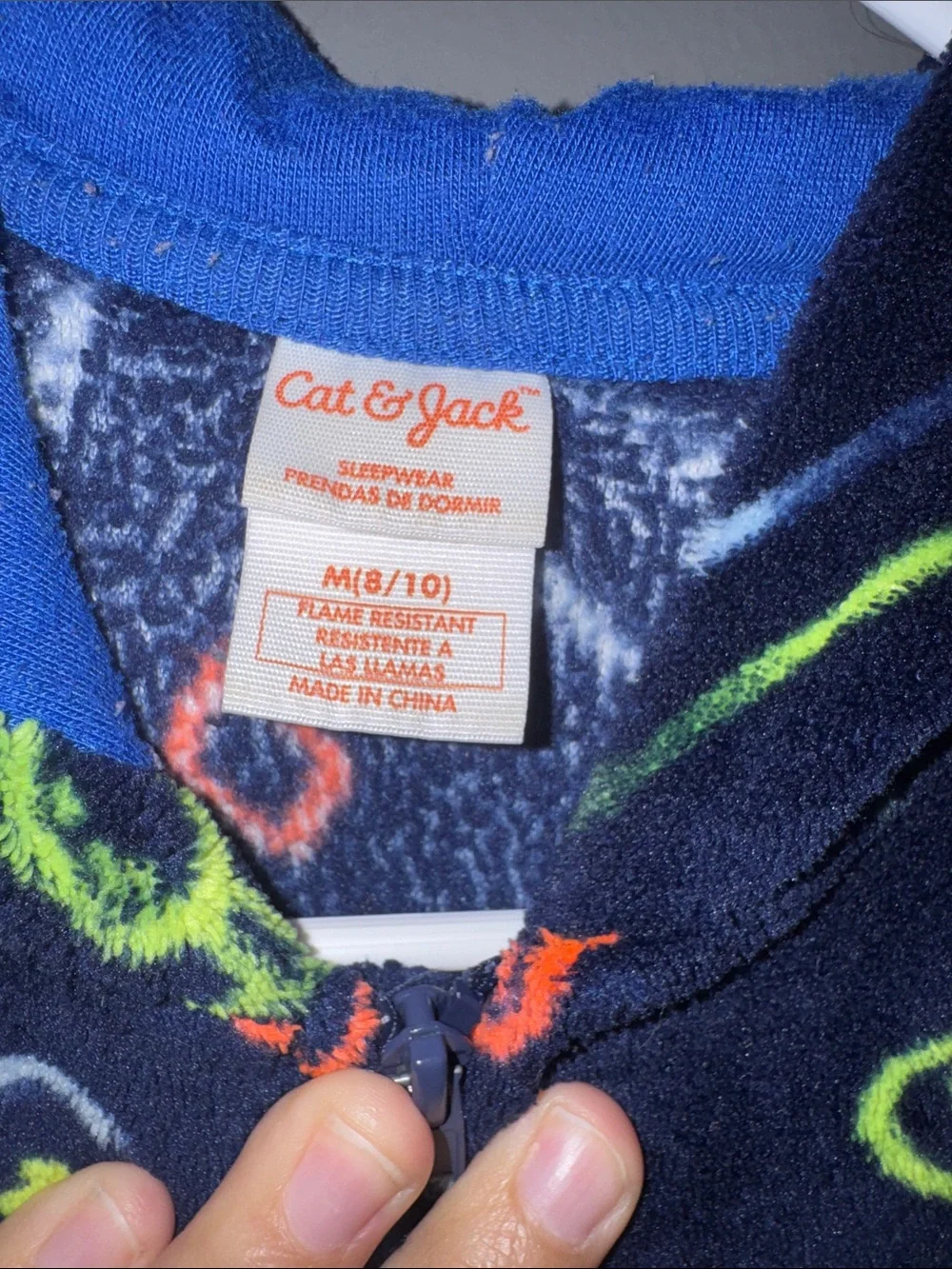 Cat & Jack Navy Gaming Icon Hooded One-Piece Footie